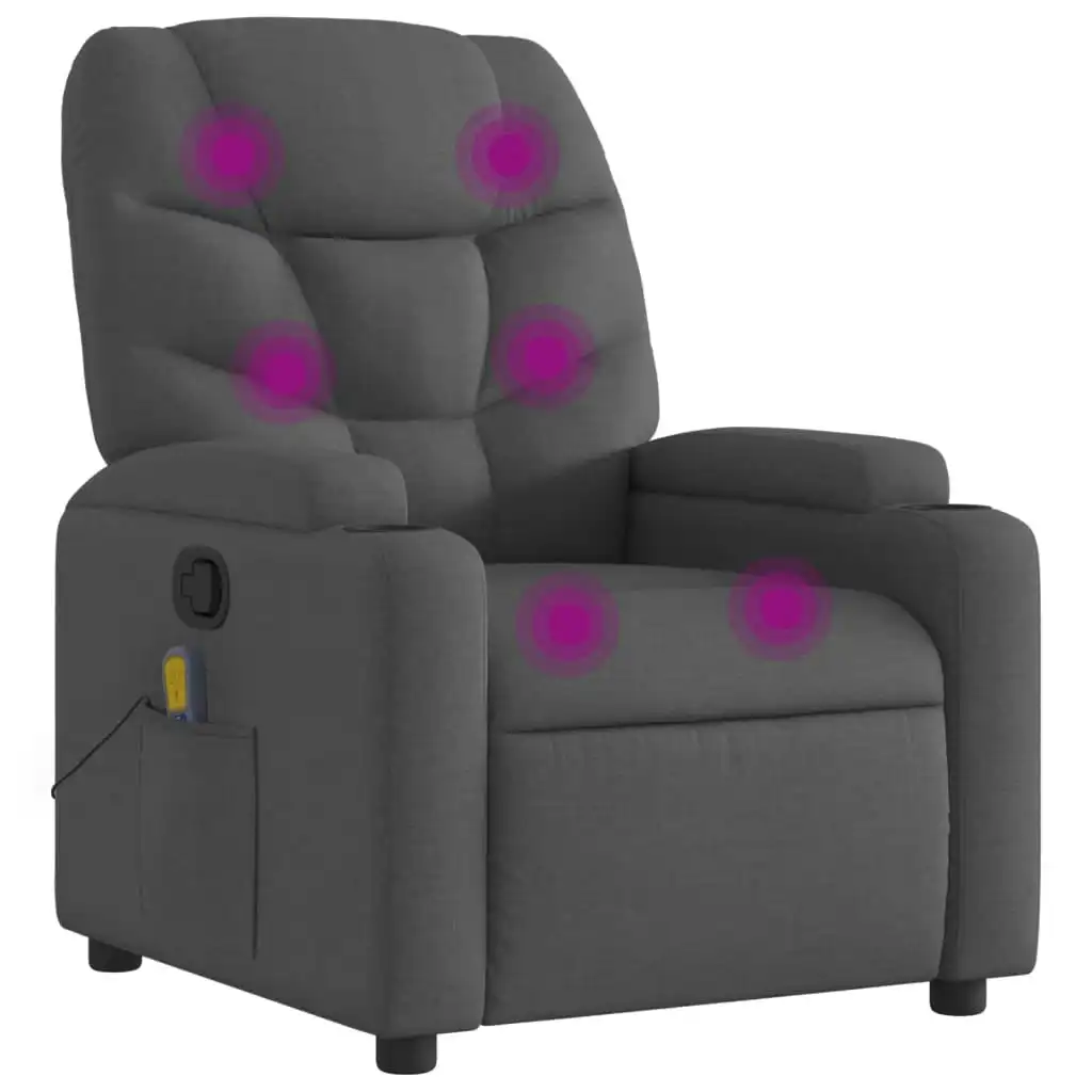 Massage Recliner Chair Dark Grey Fabric 3206033