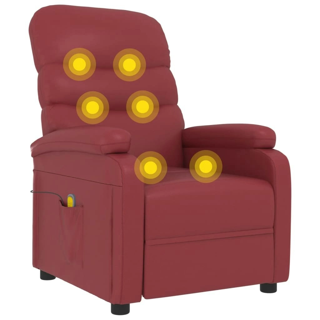 Massage Chair Wine Red Faux Leather 342697