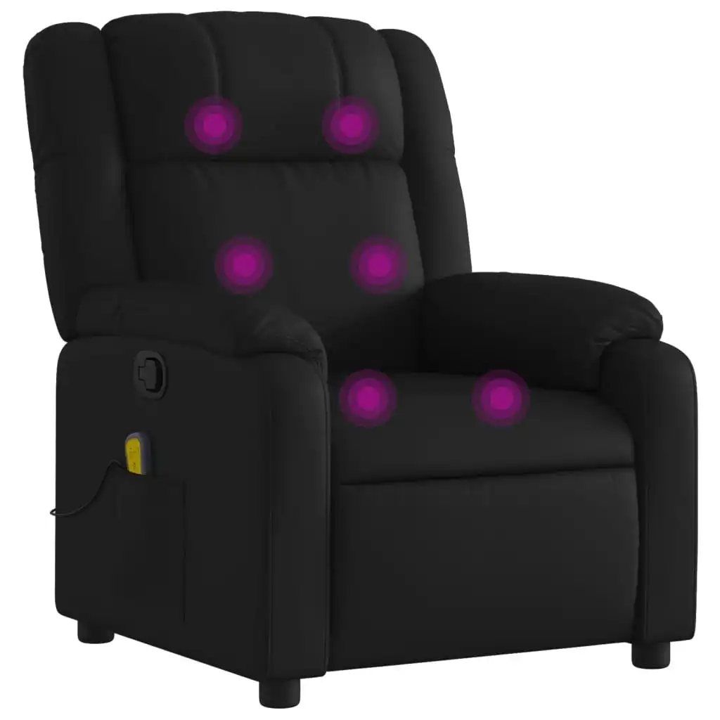 Massage Recliner Chair Black Faux Leather 373529