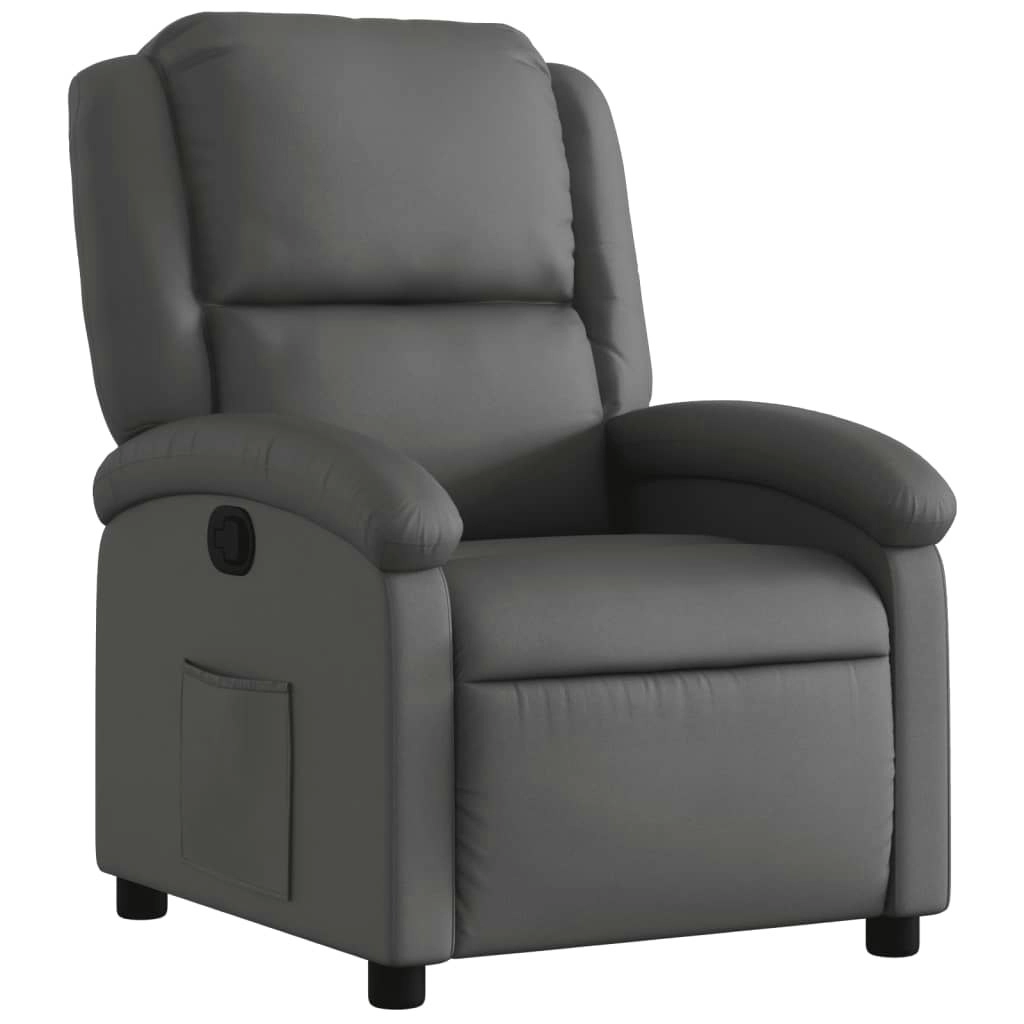 Recliner Chair Grey Real Leather 371792