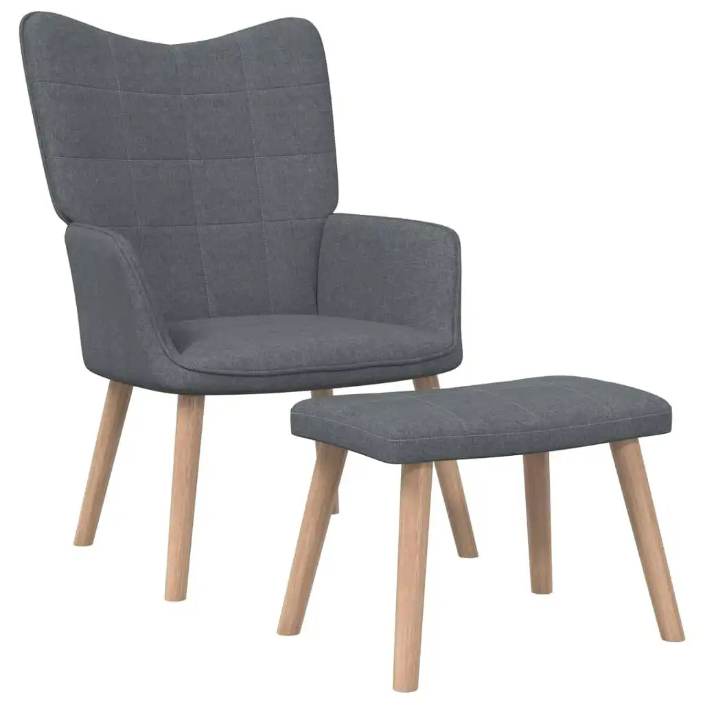 Relaxing Chair with a Stool Dark Grey Fabric 327931