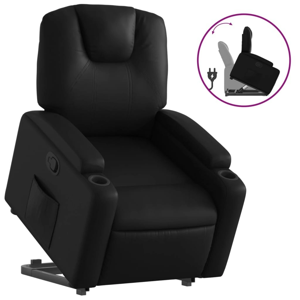 Stand up Recliner Chair Black Faux Leather 3205552