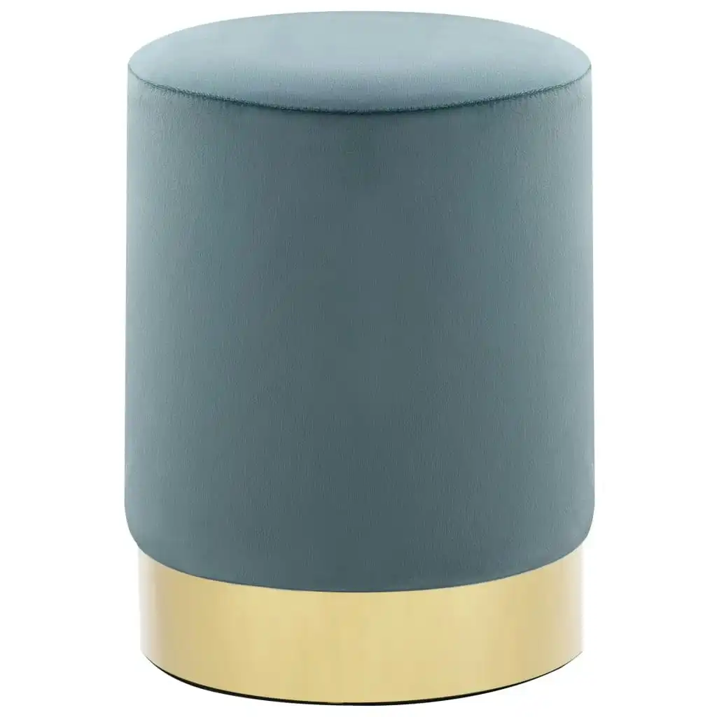 Stool Light Blue and Gold Velvet 249840