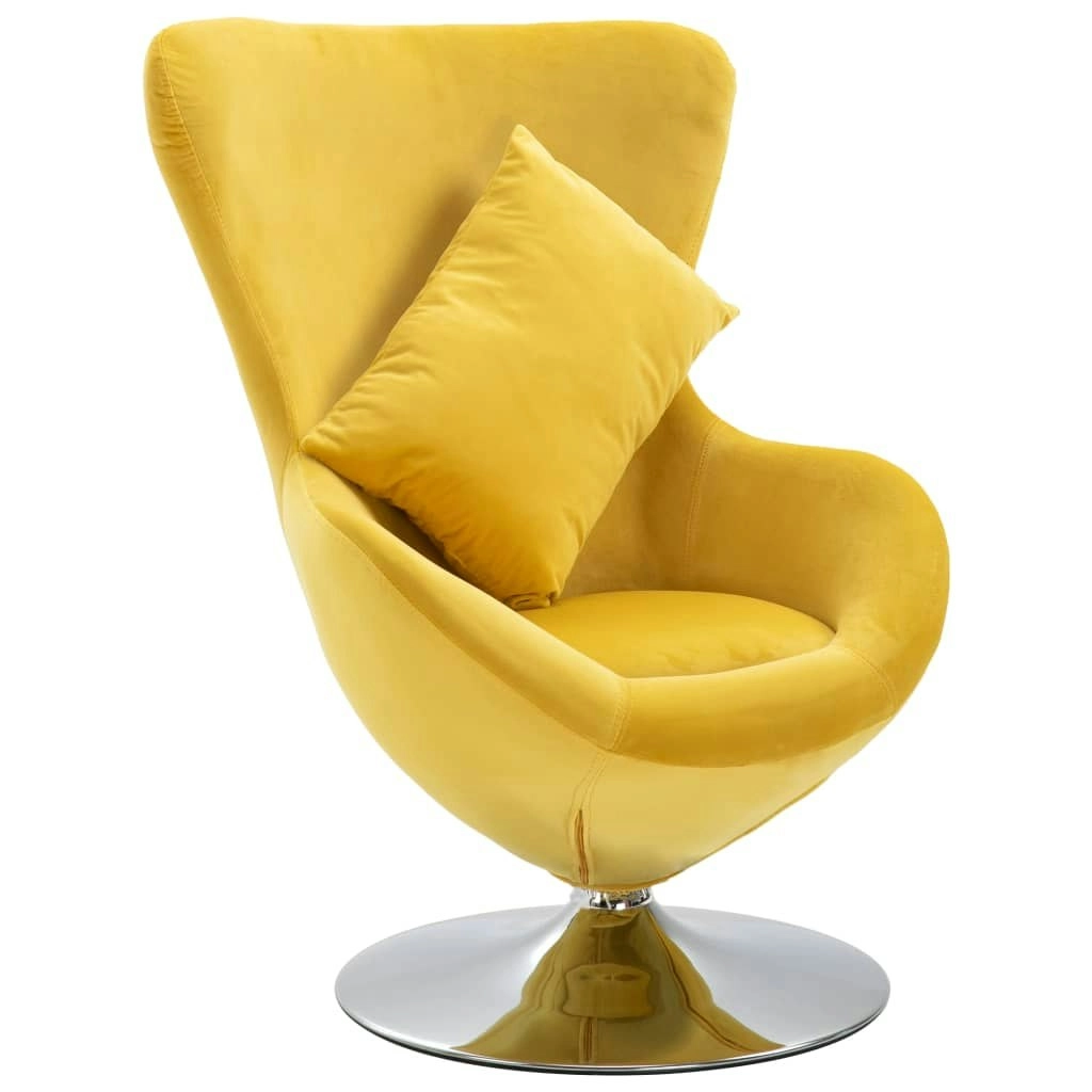 Swivel Egg Chair with Cushion Yellow Velvet 248468