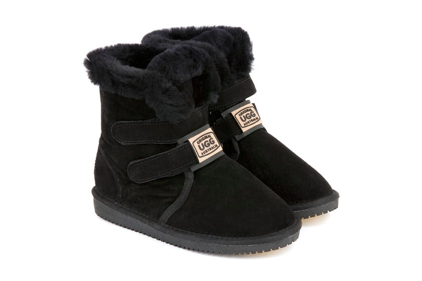 Original Ugg Australia Velcro Black Sheepskin Boots