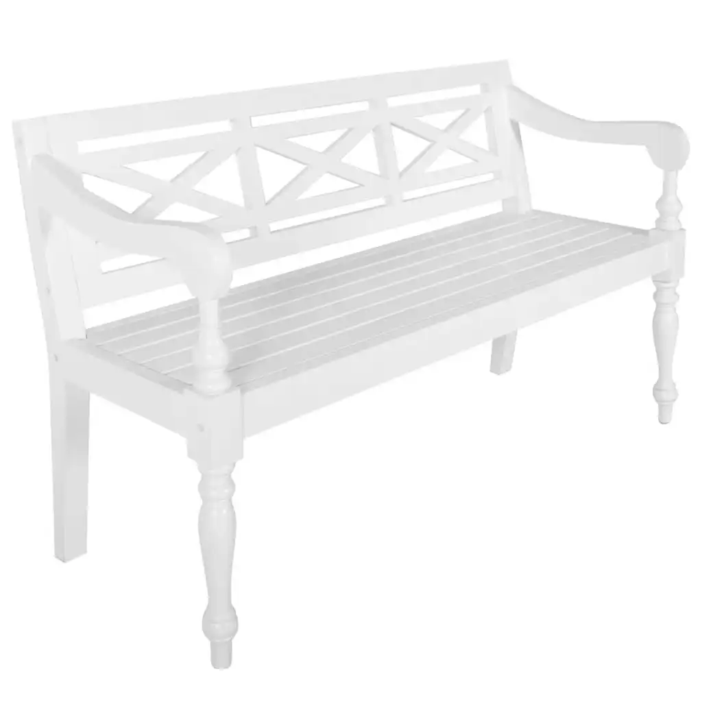 Batavia Bench 123 cm Solid Mahogany Wood White 337077