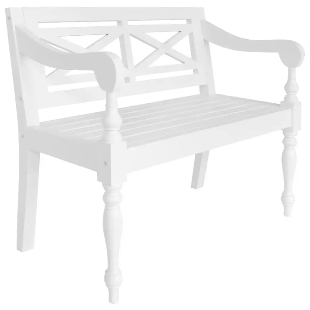 Batavia Bench 98 cm Solid Mahogany Wood White 246966