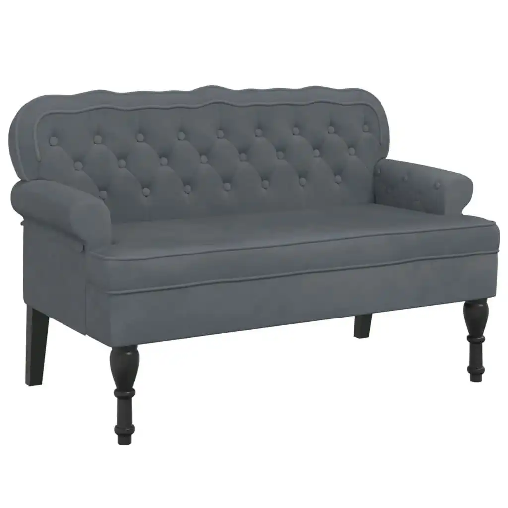 Bench with Backrest Dark Grey 119.5x64.5x75 cm Velvet 372157