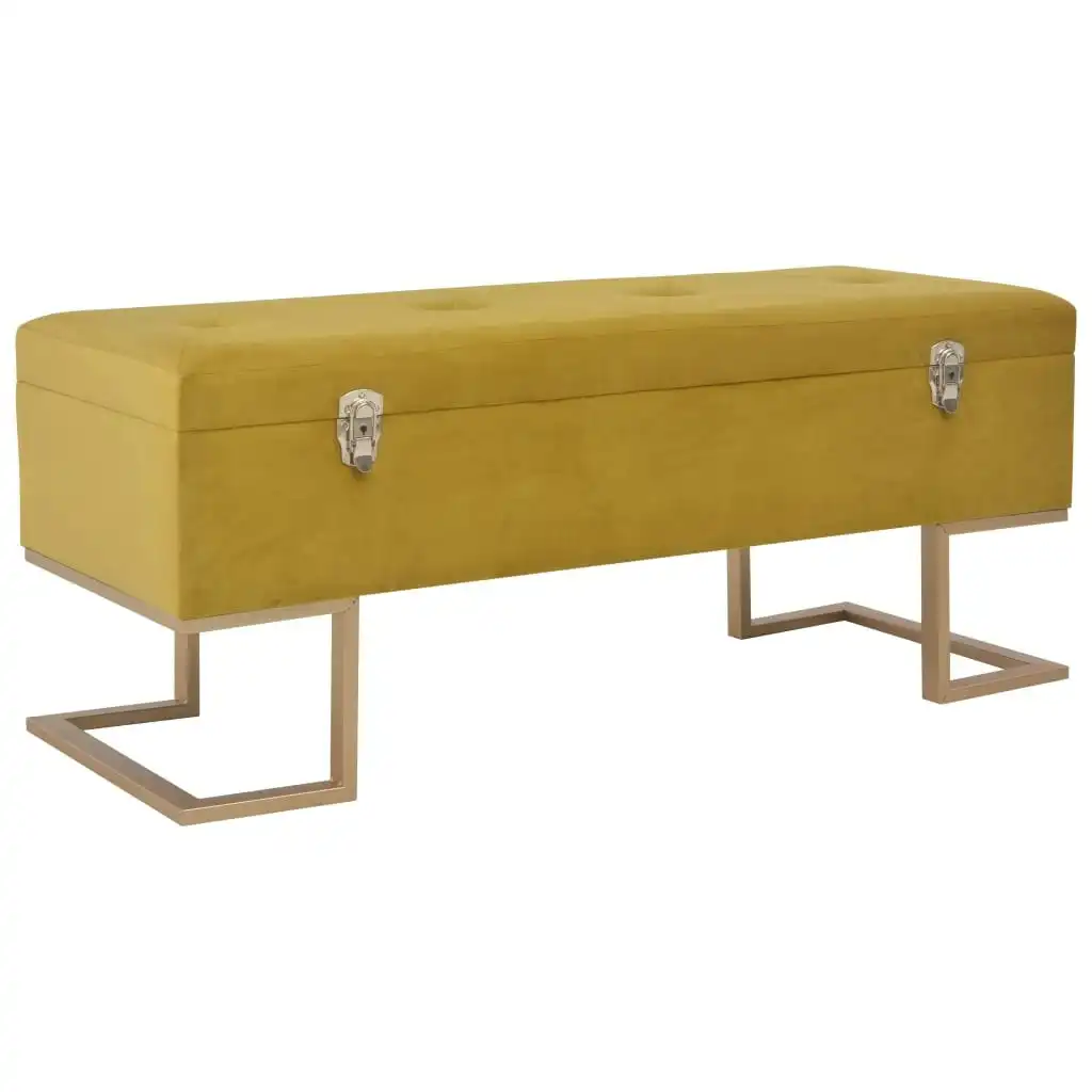 Bench with Storage Compartment 105 cm Mustard Velvet 247571