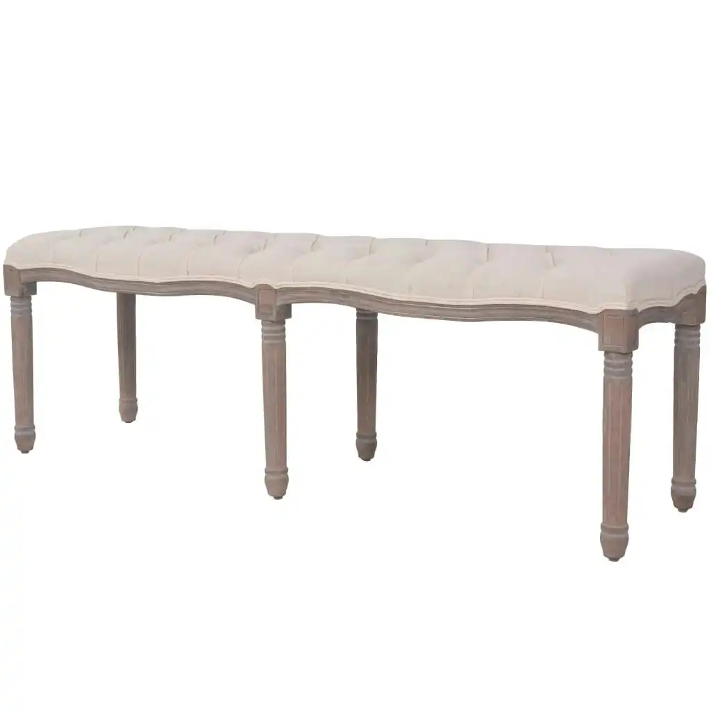 Bench Linen Solid Wood 150x40x48 cm Cream White 245361