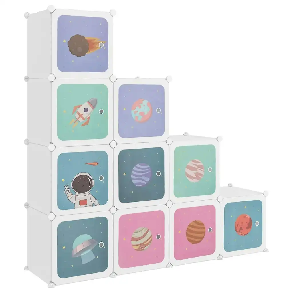 Cube Storage Cabinet for Kids with 10 Cubes White PP 340577