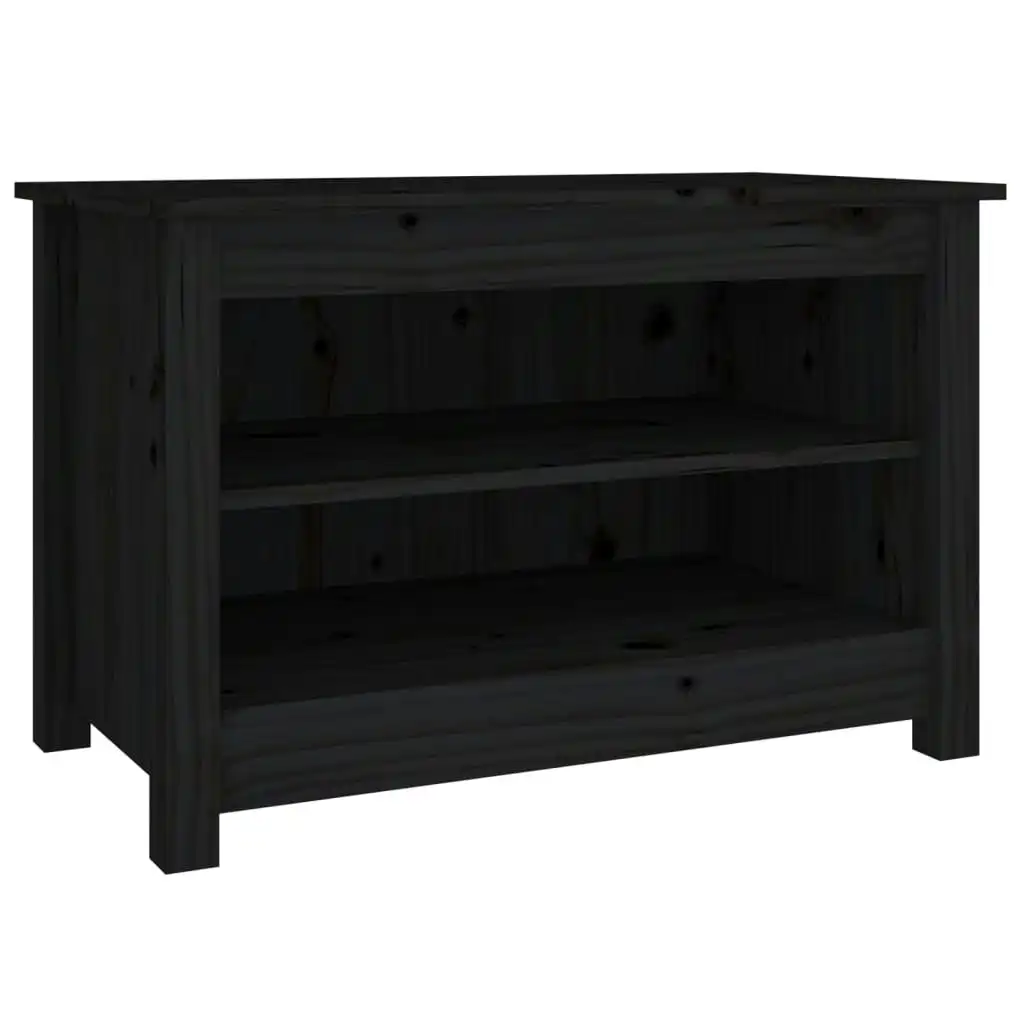 Shoe Bench Black 70x38x45.5 cm Solid Wood Pine 813773