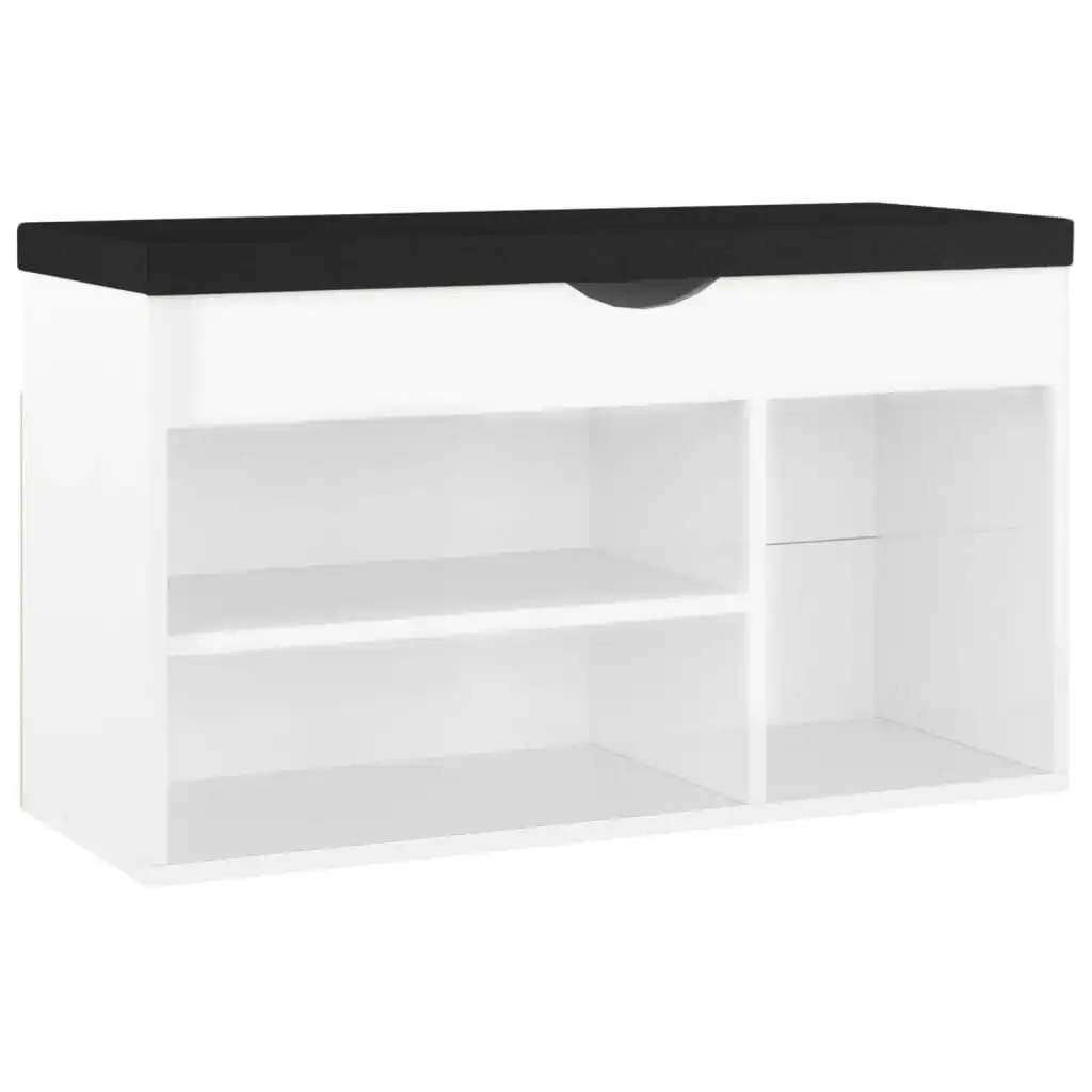 Shoe Bench with Cushion High Gloss White 80x30x47 cm Engineered Wood 326765