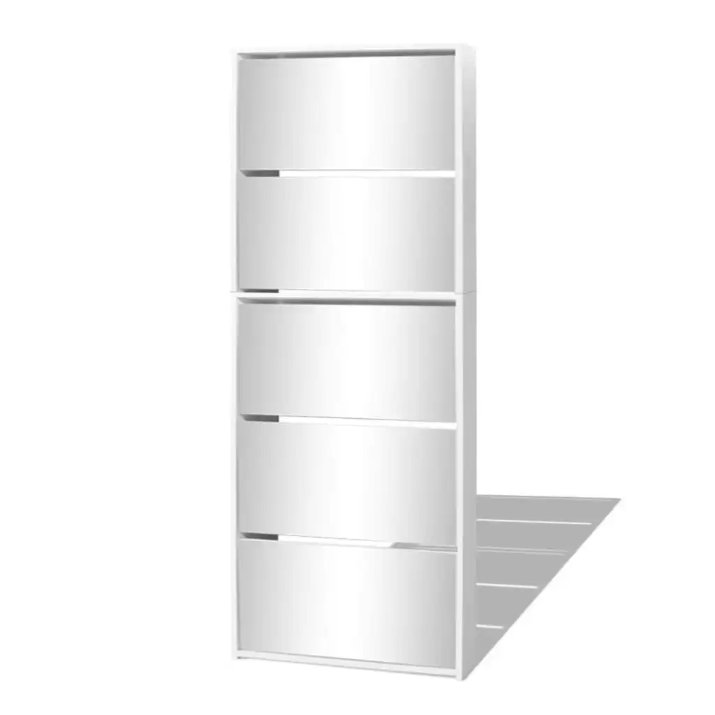 Shoe Cabinet 5-Layer Mirror White 63x17x169.5 cm 273938