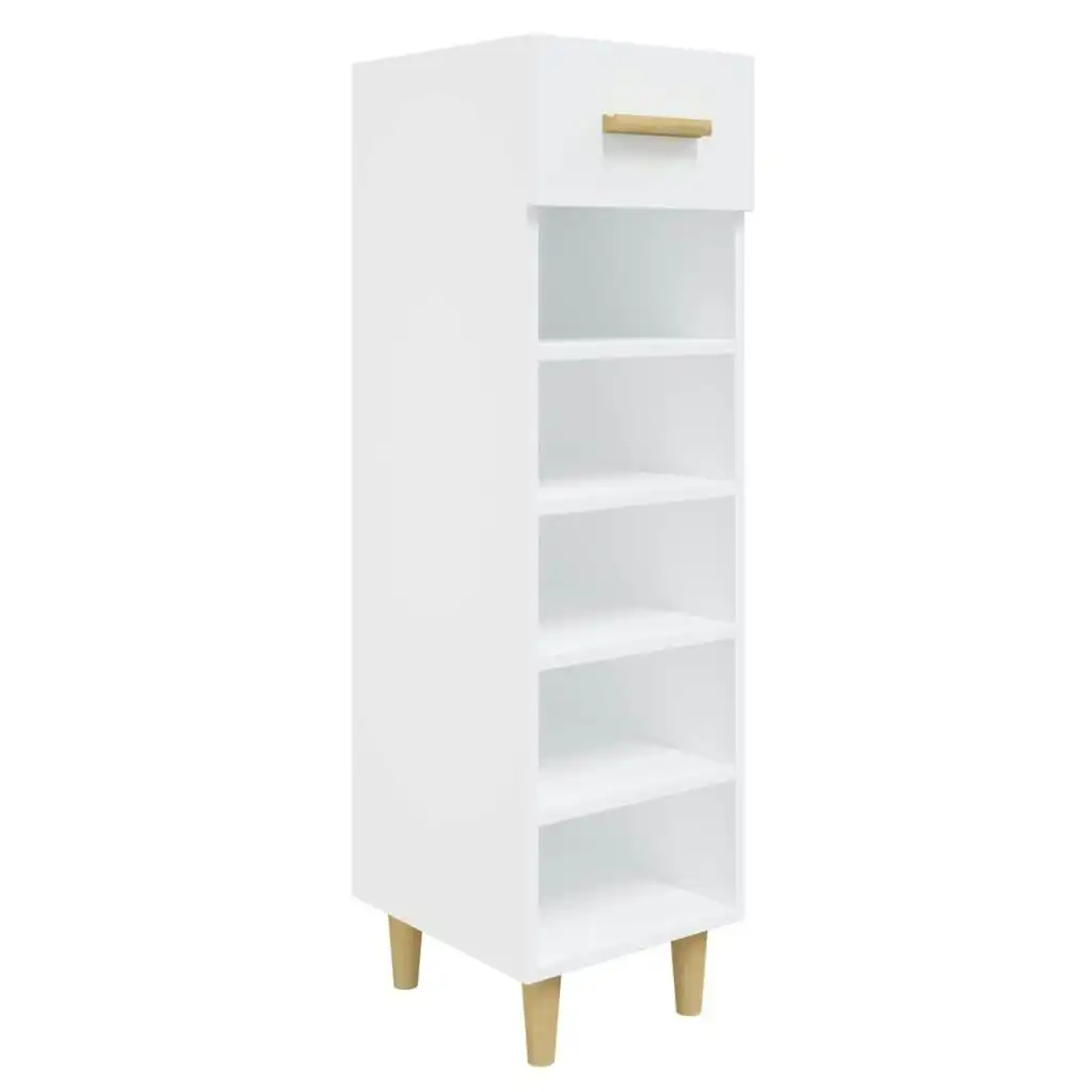 Shoe Cabinet High Gloss White 30x35x105 cm Engineered Wood 812804