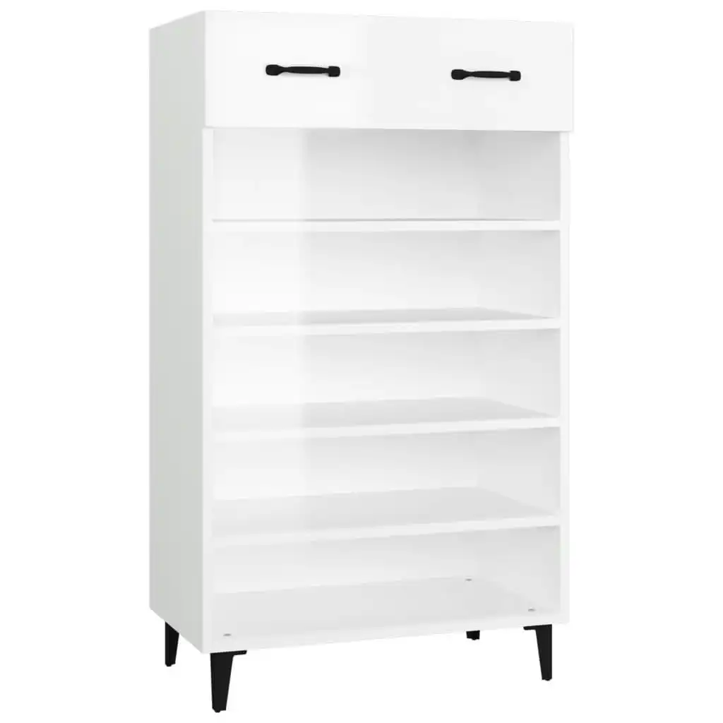 Shoe Cabinet High Gloss White 60x35x105 cm Engineered Wood 812795