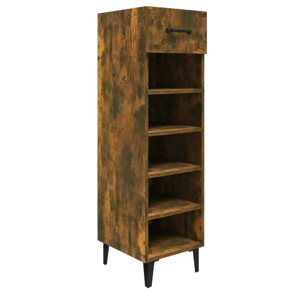 Shoe Cabinet Smoked Oak 30x35x105 cm Engineered Wood 817564