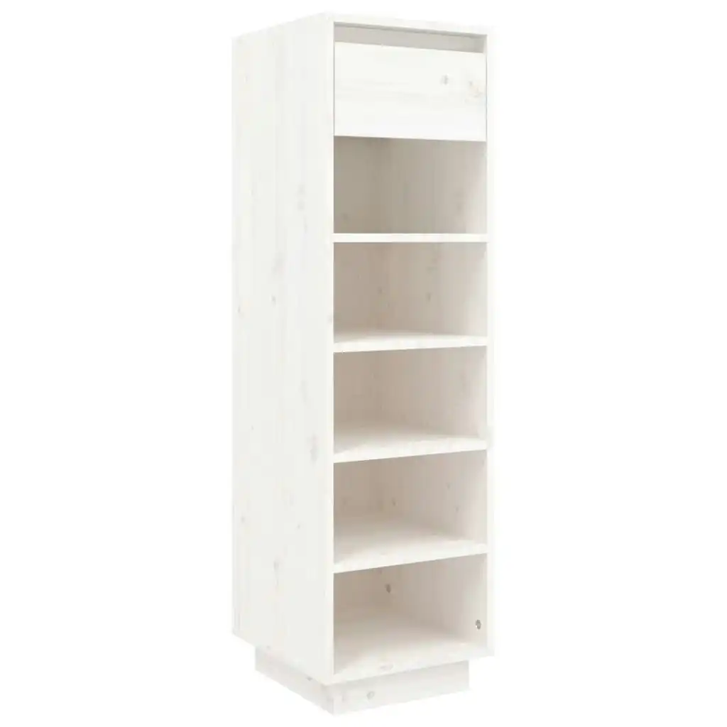 Shoe Cabinet White 30x34x105 cm Solid Wood Pine 813556