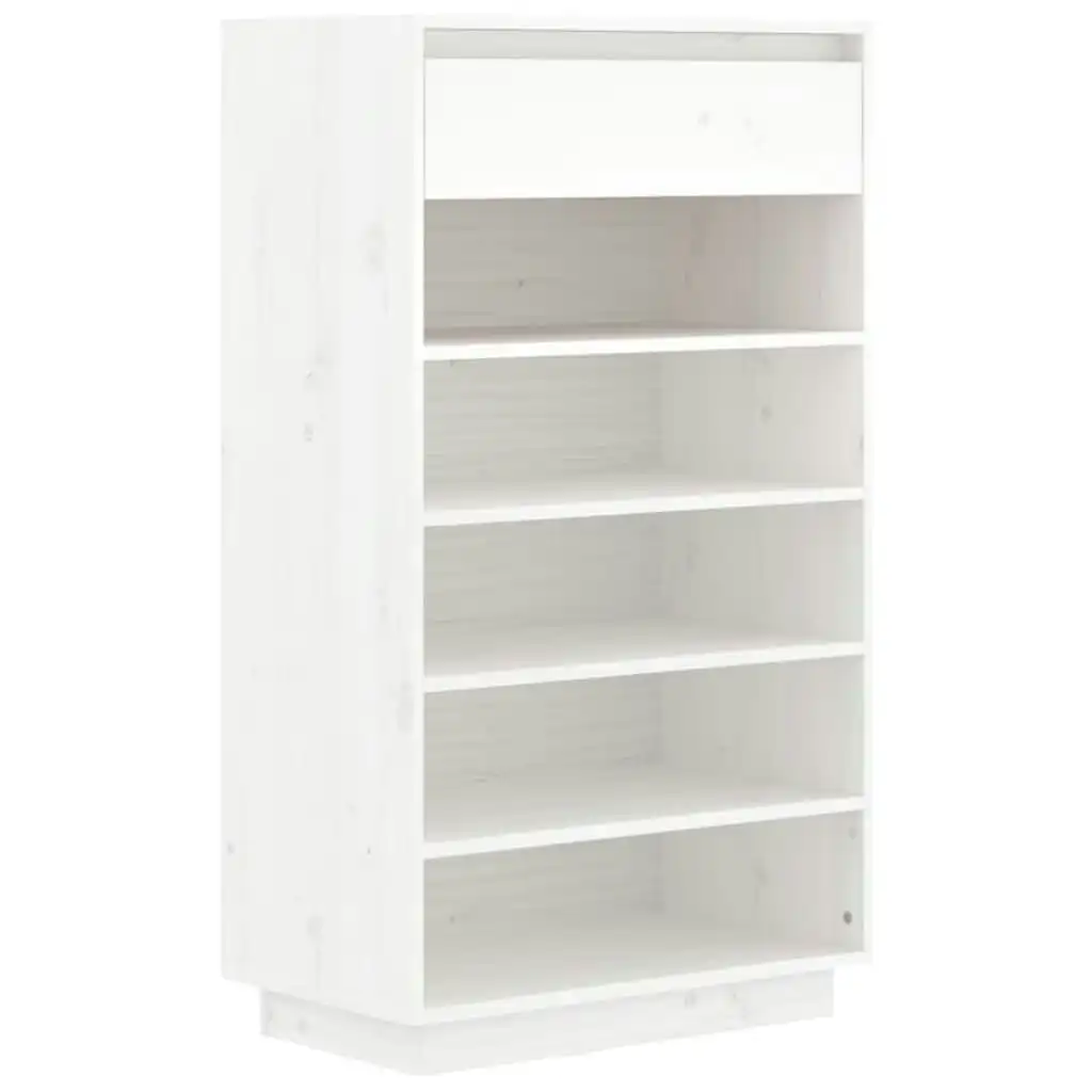 Shoe Cabinet White 60x34x105 cm Solid Wood Pine 813551