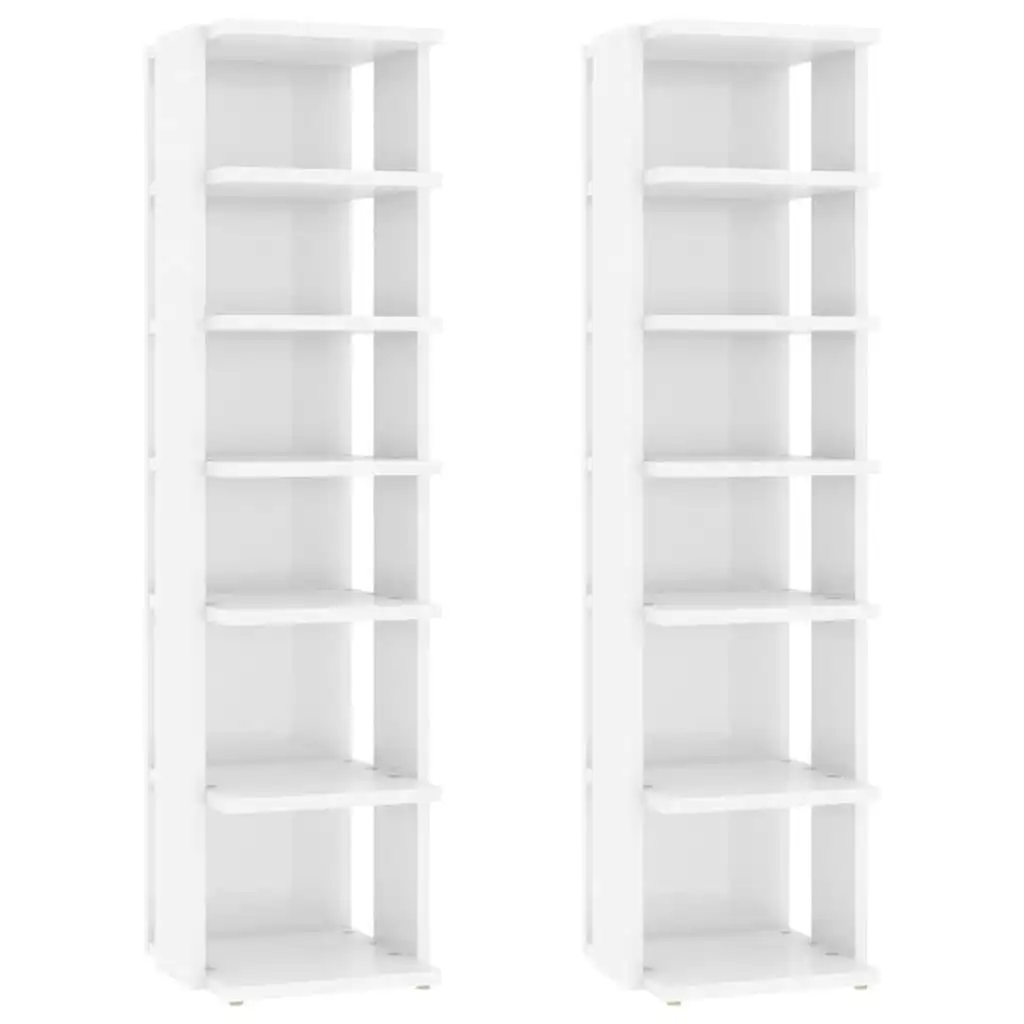 Shoe Cabinets 2 pcs High Gloss White 27.5x27x102 cm 808498