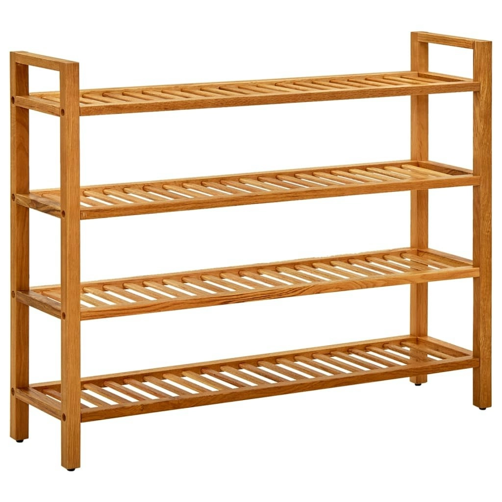 Shoe Rack with 4 Shelves 100x27x80 cm Solid Oak Wood 331750