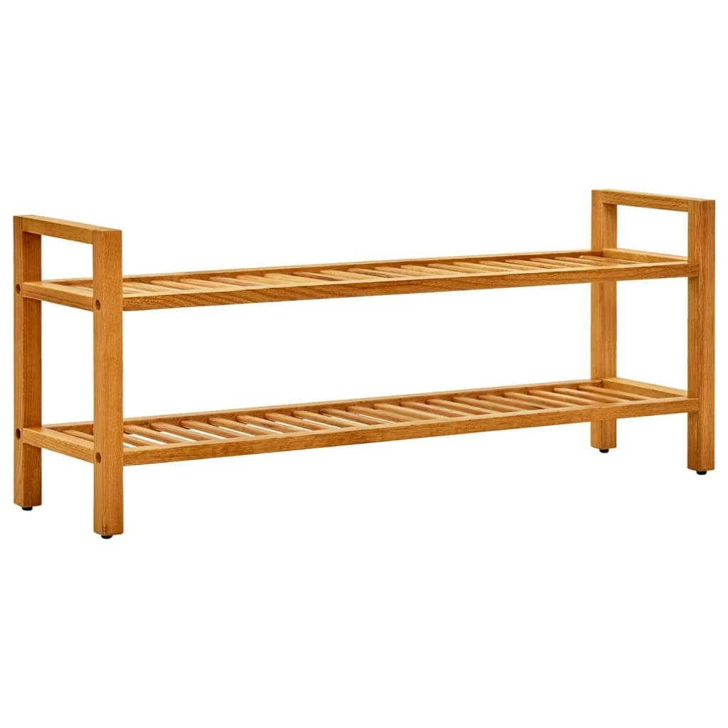 Shoe Rack with 2 Shelves 100x27x40 cm Solid Oak Wood 331748