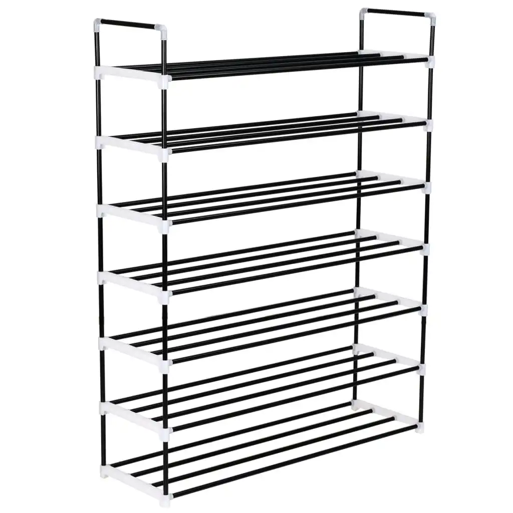 Shoe Rack with 7 Shelves Metal and Plastic Black 245627