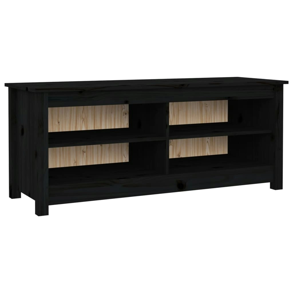 Shoe Bench Black 110x38x45.5 cm Solid Wood Pine 813778