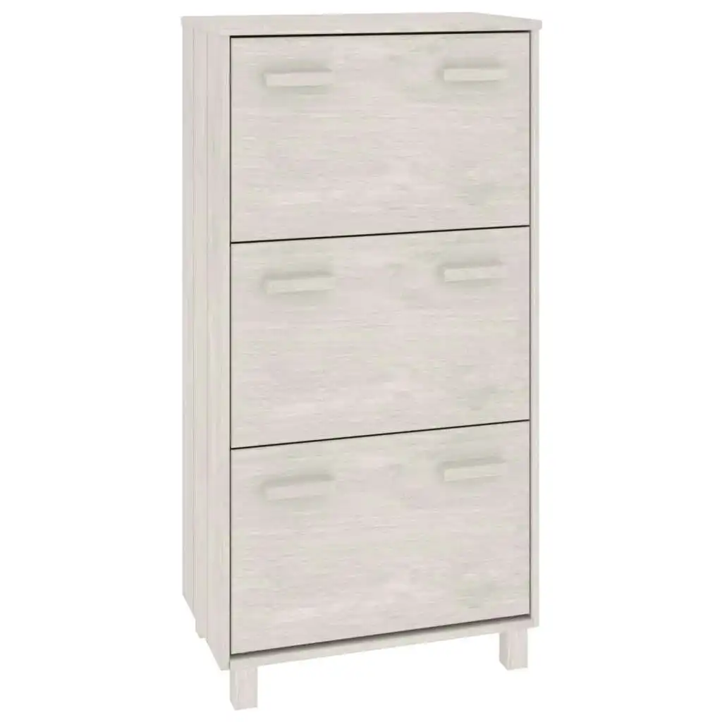 Shoe Cabinet "HAMAR" White 59.5x35x117 cm Solid Wood Pine 340513