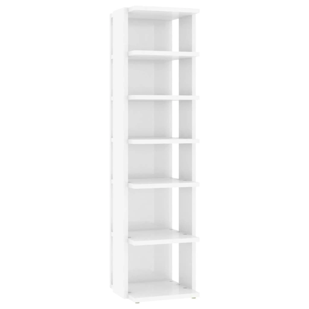 Shoe Cabinet High Gloss White 27.5x27x102 cm Engineered Wood 808497