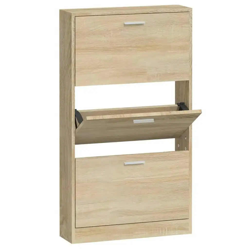 Shoe Cabinet Oak 59x17x108 cm Engineered Wood 342527