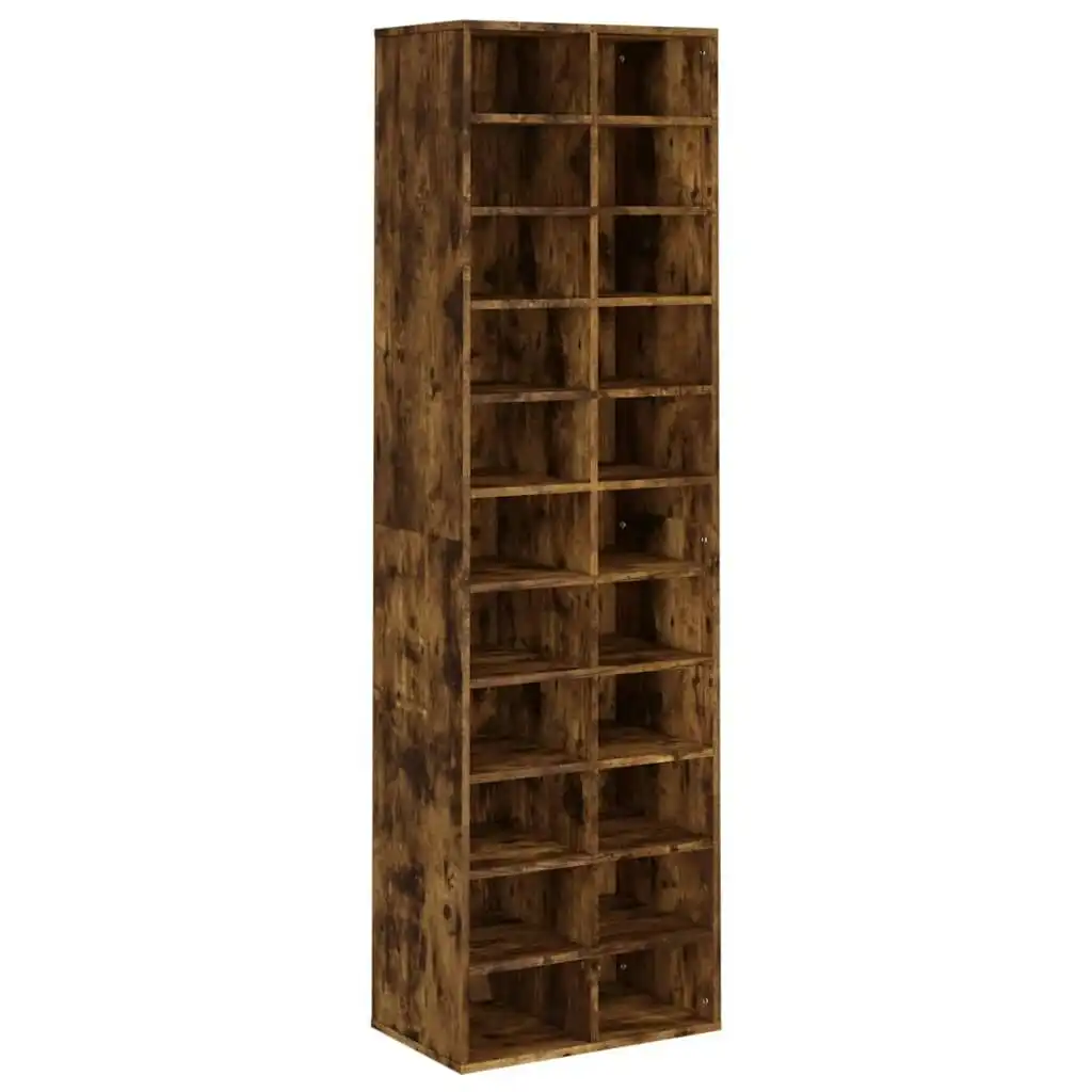 Shoe Cabinet Smoked Oak 54x34x183 cm Engineered Wood 815300