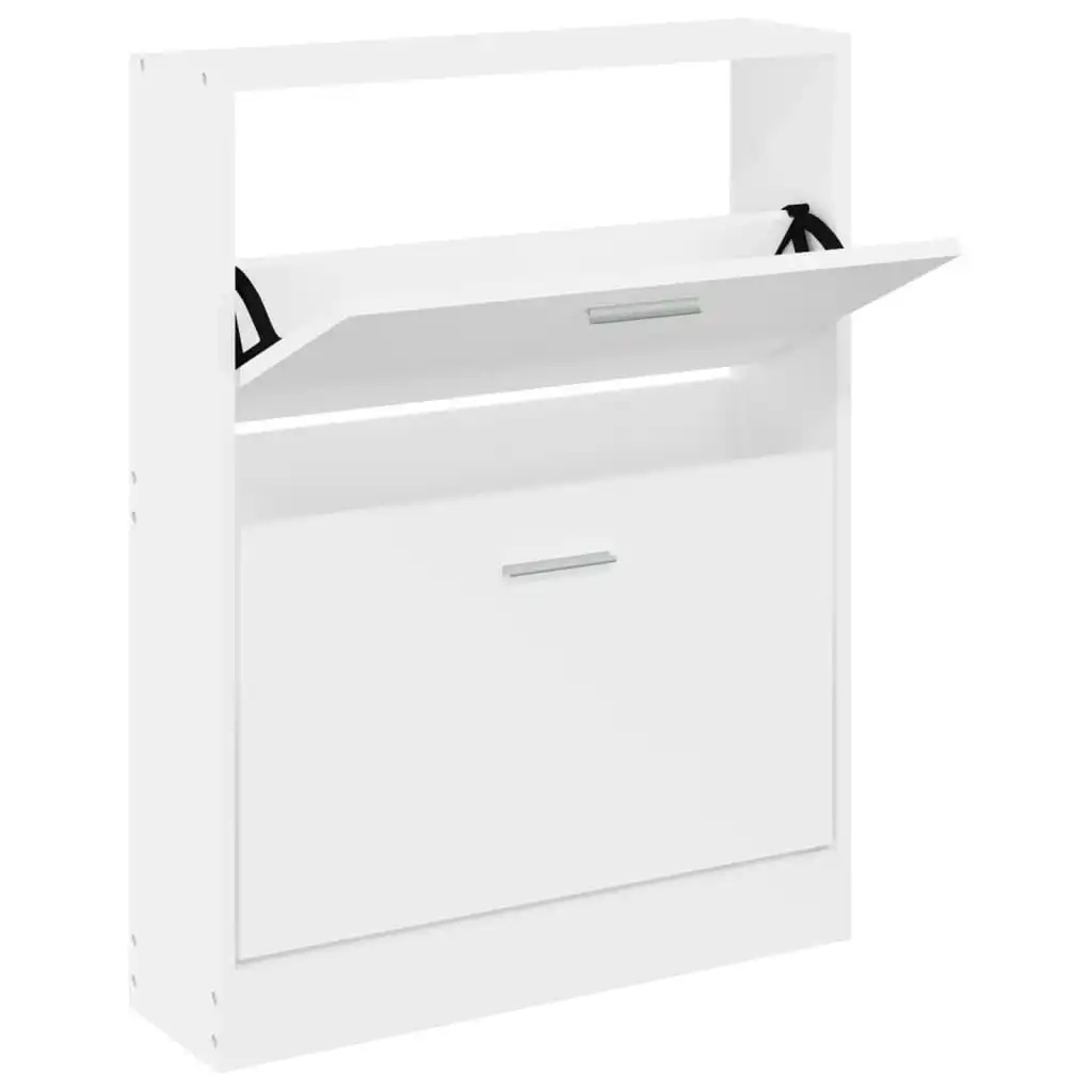 Shoe Cabinet White 59x17x81 cm Engineered Wood 342534