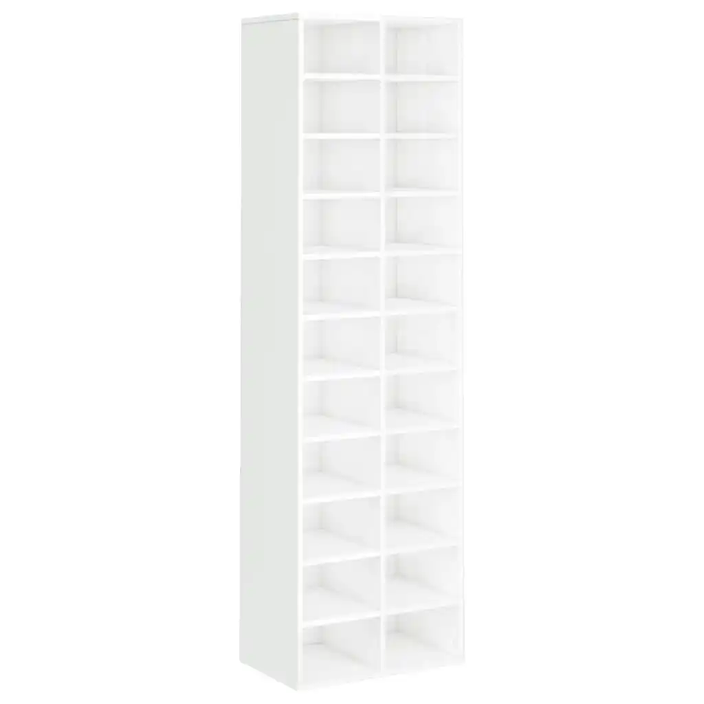 Shoe Cabinet High Gloss White 54x34x183 cm Engineered Wood 800375