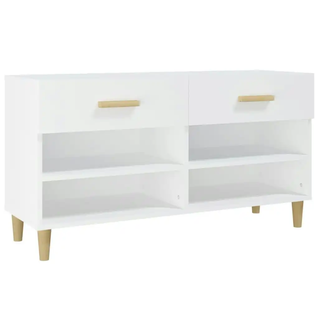 Shoe Cabinet White 102x35x55 cm Engineered Wood 812816