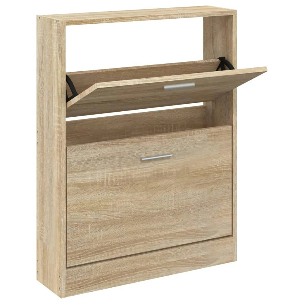 Shoe Cabinet Oak 59x17x81 cm Engineered Wood 342535