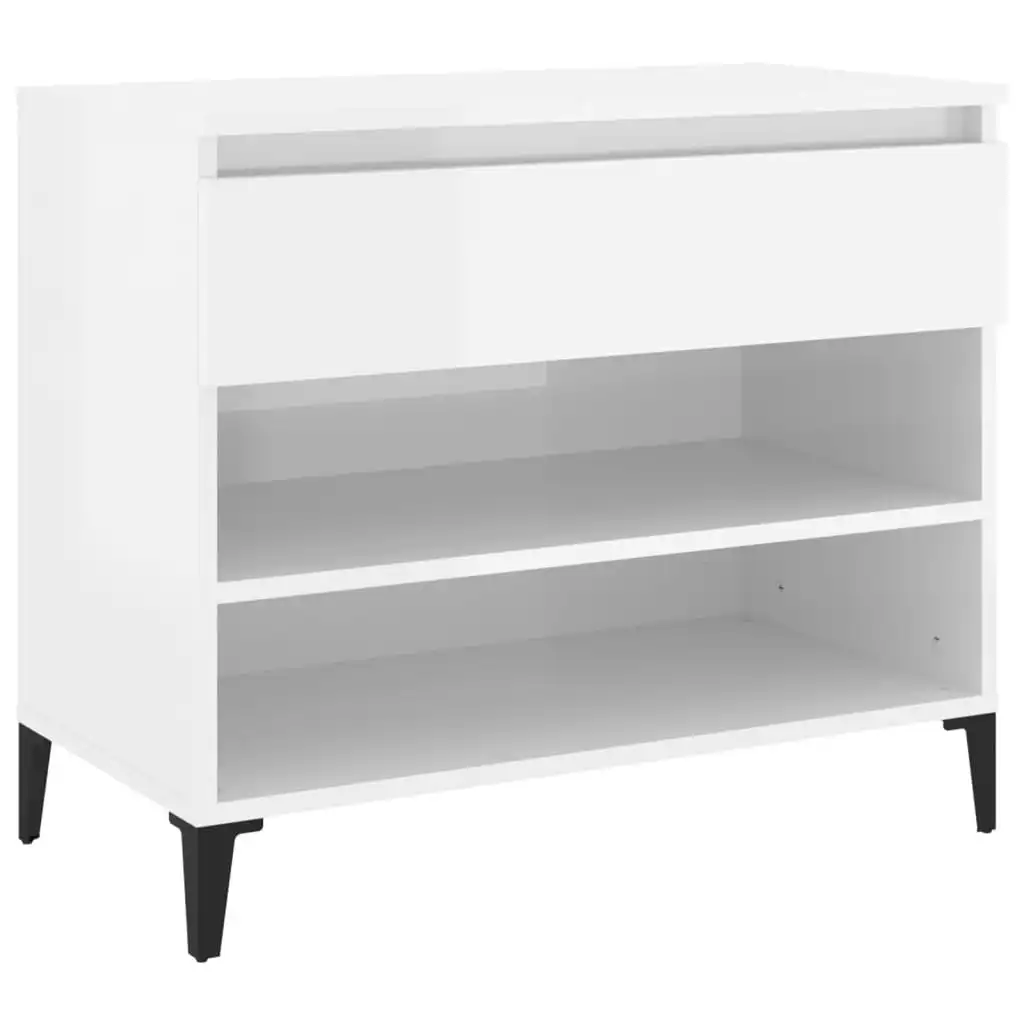 Shoe Cabinet High Gloss White 70x36x60 cm Engineered Wood 819766