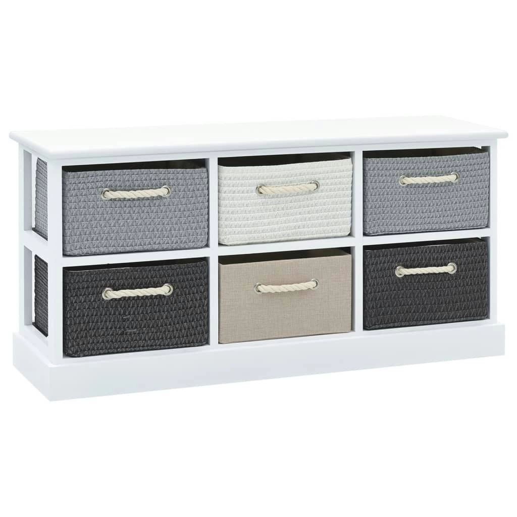 Storage Bench 6 Drawers Wood 242891