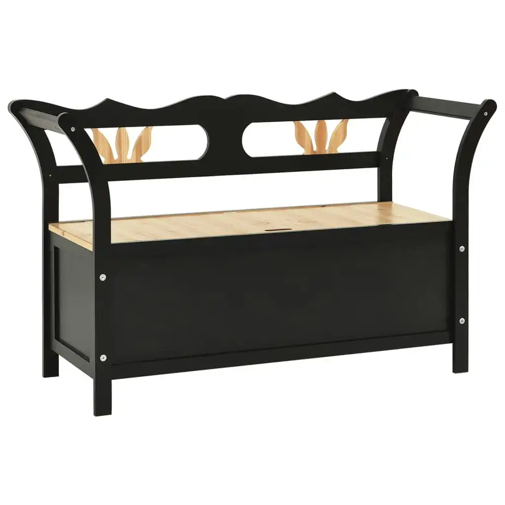 Storage Bench 126 cm Black Solid Fir Wood 323961