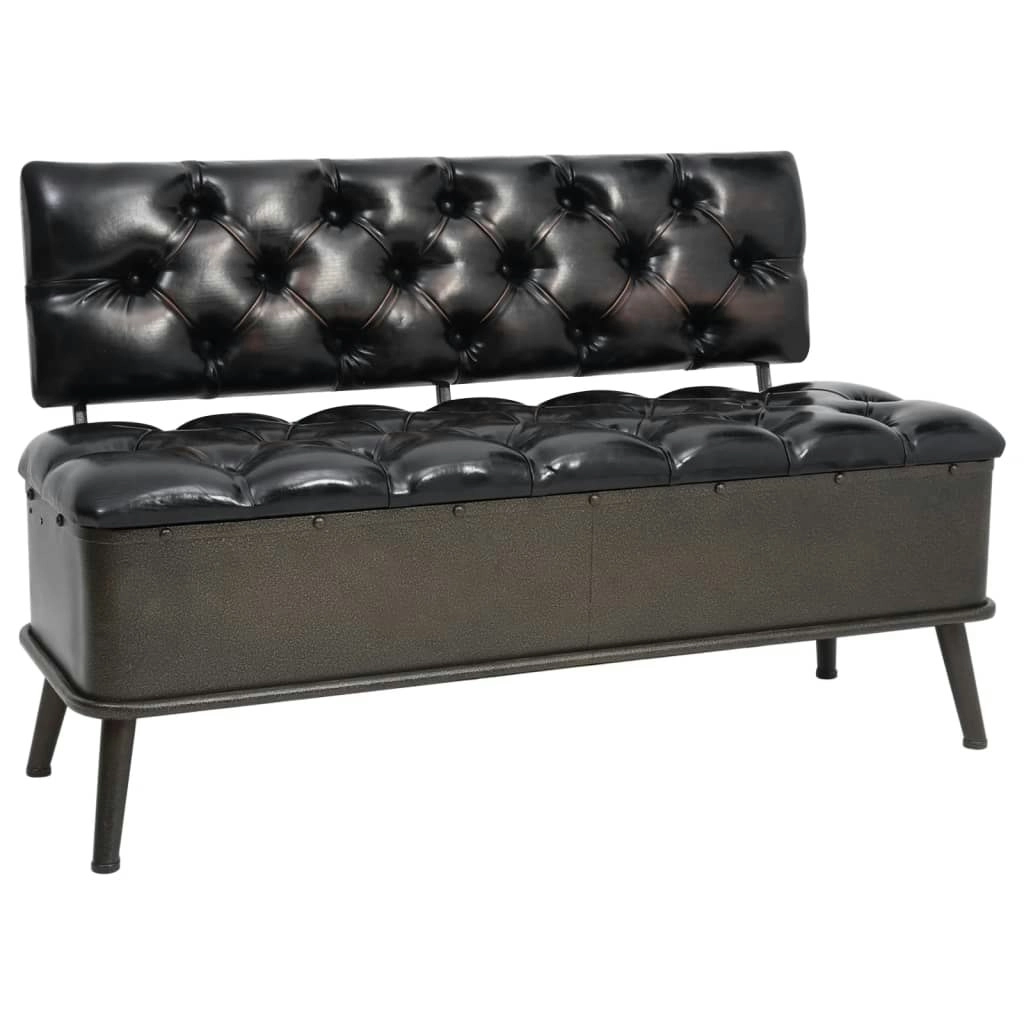 Storage Bench with Backrest 110 cm Black Faux Leather 339297