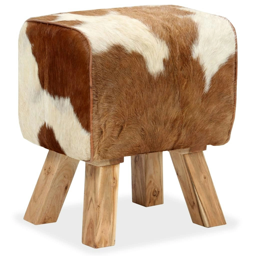 Stool Genuine Goat Leather 40x30x45 cm 244755