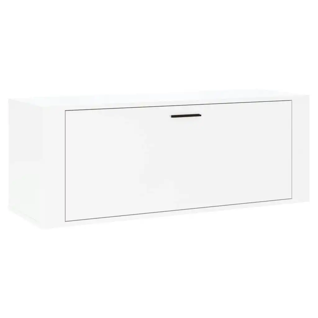 Wall Shoe Cabinet High Gloss White 100x35x38 cm Engineered Wood 821022