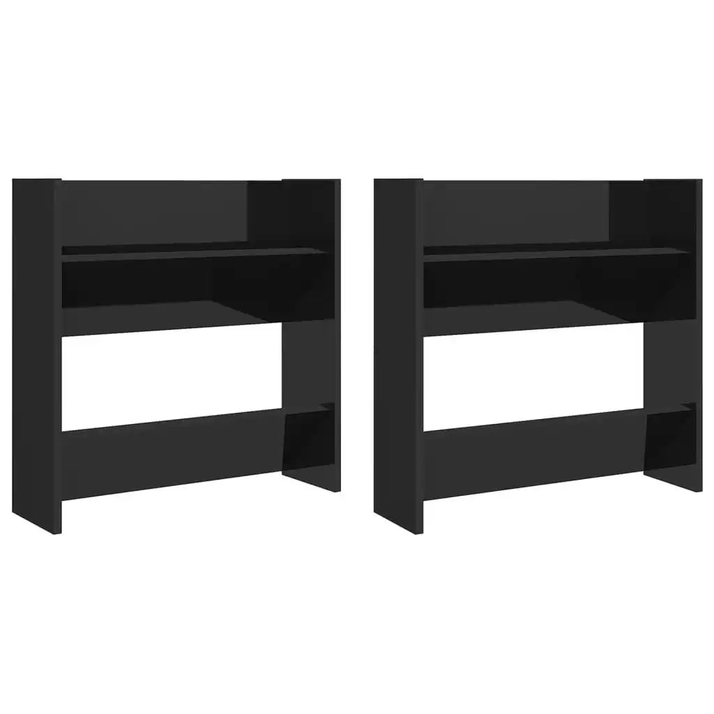 Wall Shoe Cabinets 2 pcs High Gloss Black 60x18x60 cm Engineered Wood 806736