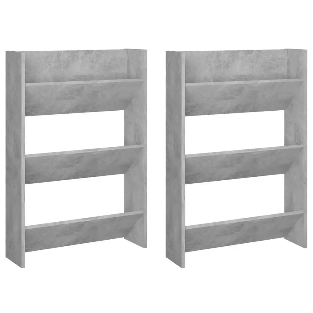 Wall Shoe Cabinets 2 pcs Concrete Grey 60x18x90 cm Engineered Wood 806768