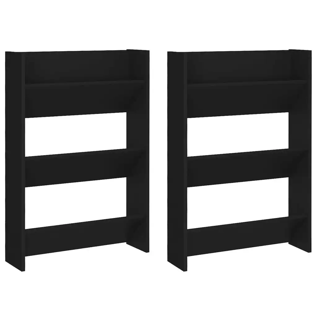 Wall Shoe Cabinets 2 pcs Black 60x18x90 cm Engineered Wood 806762