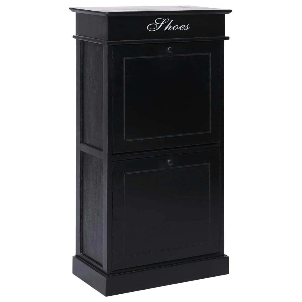 Shoe Cabinet Black 50x28x98 cm Paulownia Wood 284092