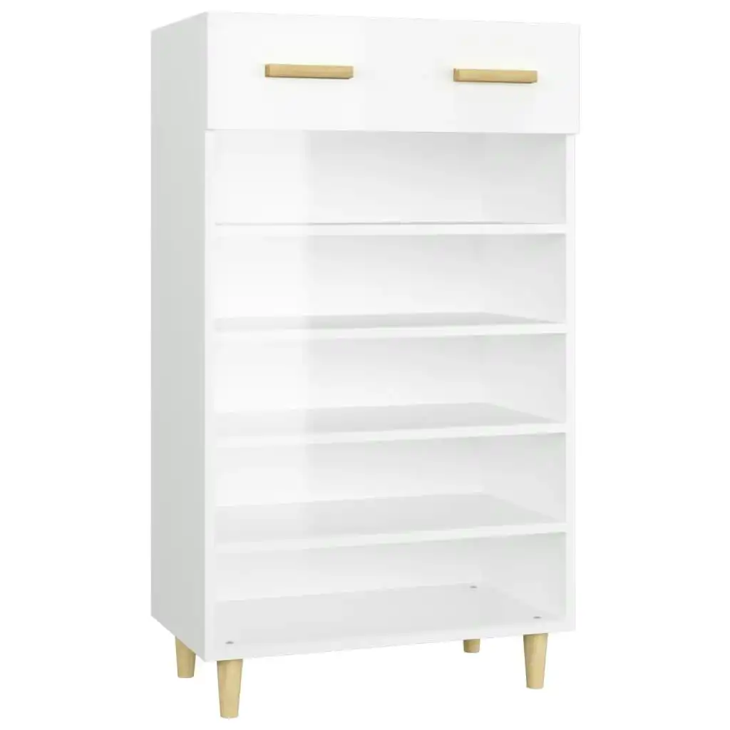 Shoe Cabinet High Gloss White 60x35x105 cm Engineered Wood 812786