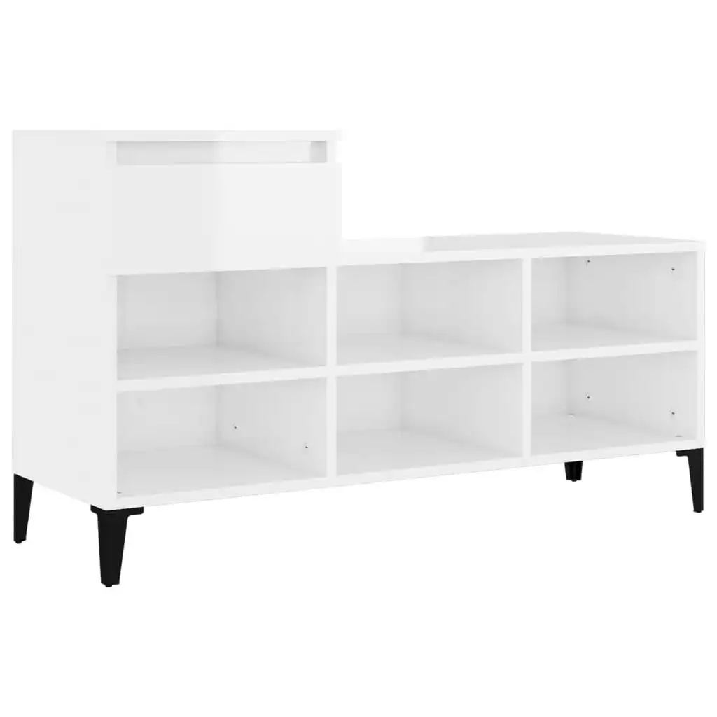 Shoe Cabinet High Gloss White 102x36x60 cm Engineered Wood 821214