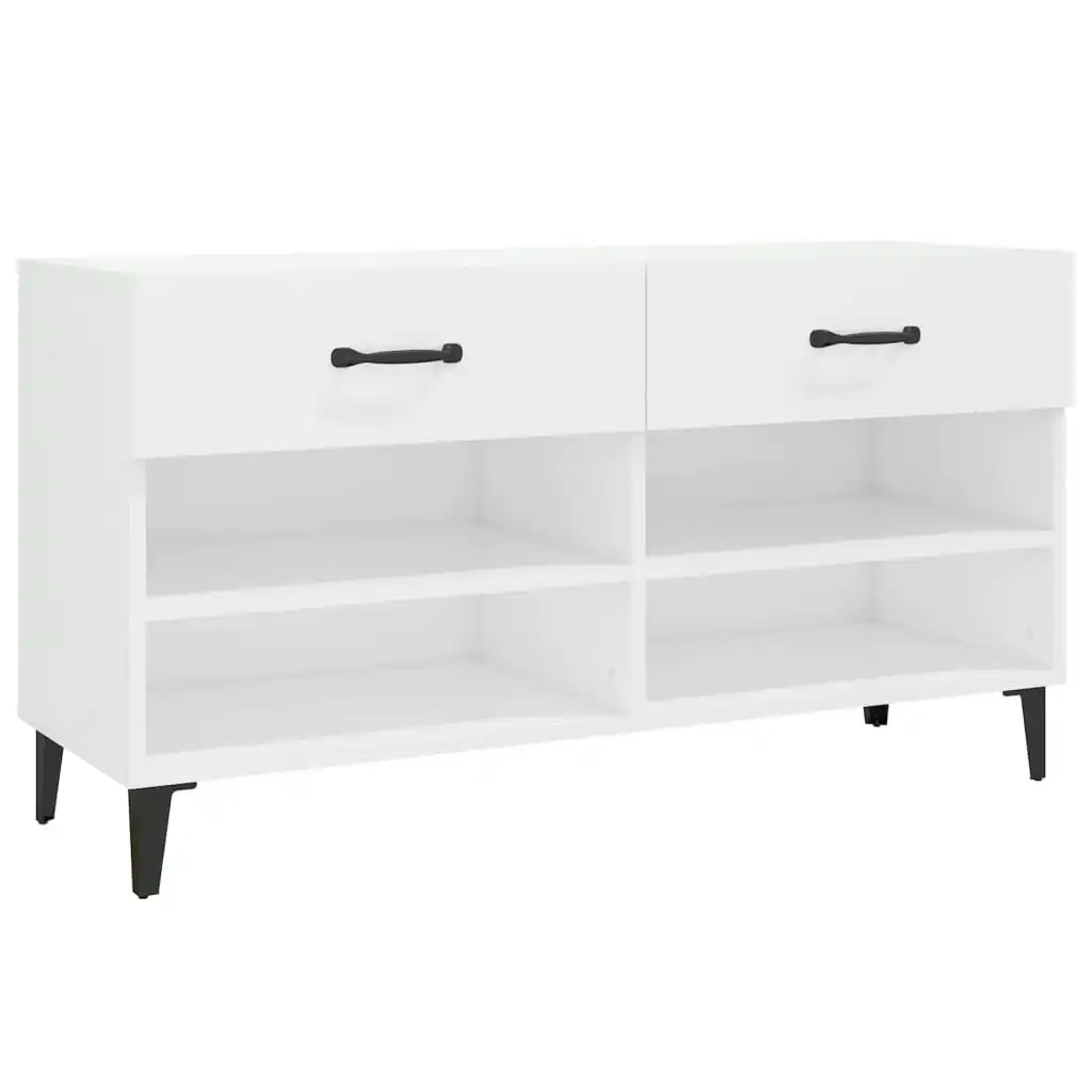 Shoe Cabinet High Gloss White 102x35x55 cm Engineered Wood 812831