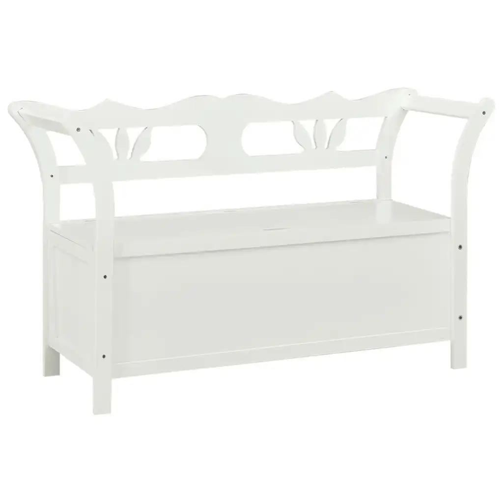 Storage Bench 126 cm White Solid Fir Wood 323958